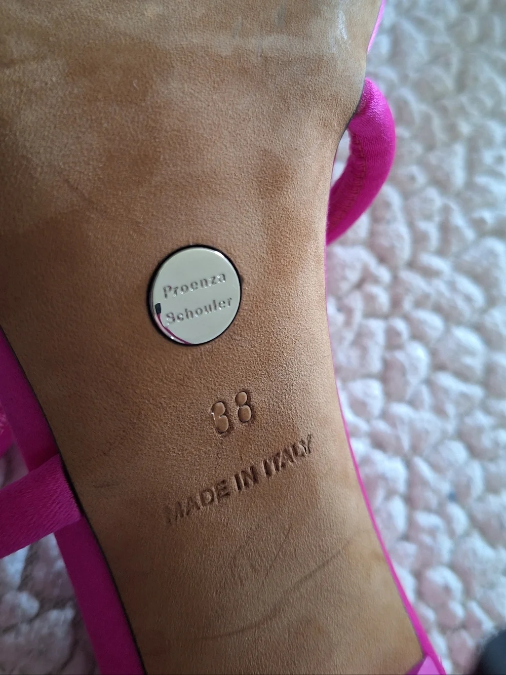 PROENZA SCHOULER Square Strappy Sandals Heels Satin Fuchsia EU 38 US 8 Org$795 - Picture 13 of 16